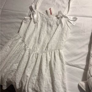T.J.Maxx White Lace Tie-Shoulder Mini Dress